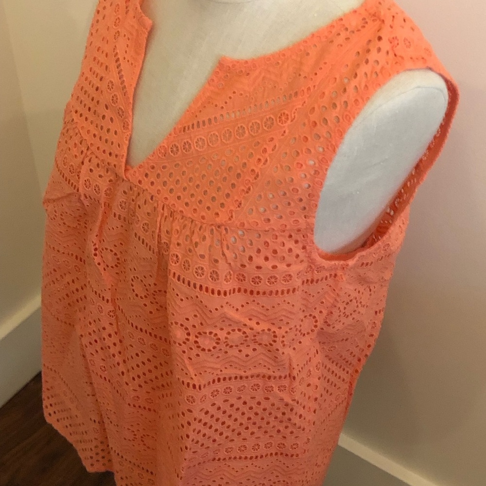 Orange Eyelet Tank
